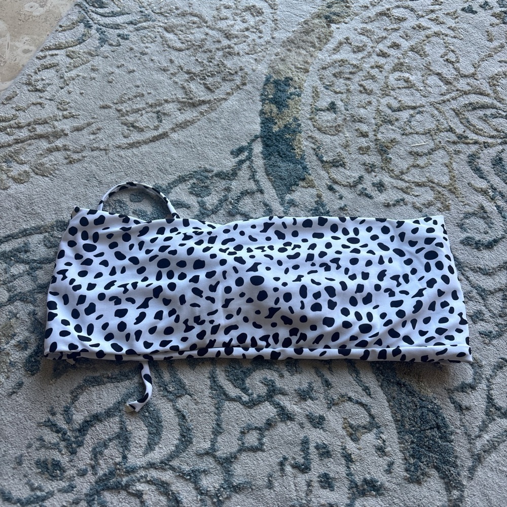 SHEIN Black and White Spotted Bandeau Bikini